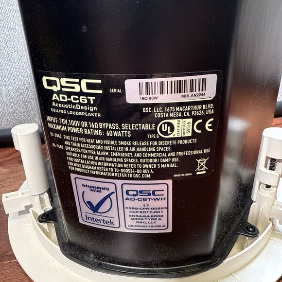 QSC AD-C6T AcousticDesign Built-in Ceiling Loud Speaker 16 OHMS - Picture 6 of 6